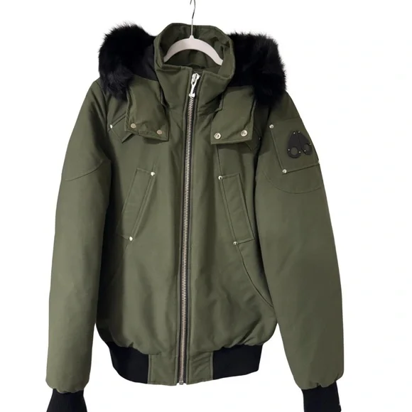 MENS MOOSE KNUCKLES ORIGINAL BALLISTIC FOX FUR TRIM BOMBER JACKET - Picture 2 of 7